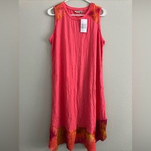 LOGO by Lori Goldstein Petite Rayon 230 Dress Tie-Dye Hem -coral (sz PL) a598799